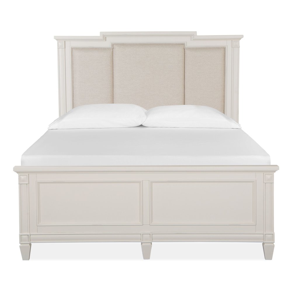 Willowbrook Egg Shell White With Slight Rub Through Queen Panel Upholstered Bed
