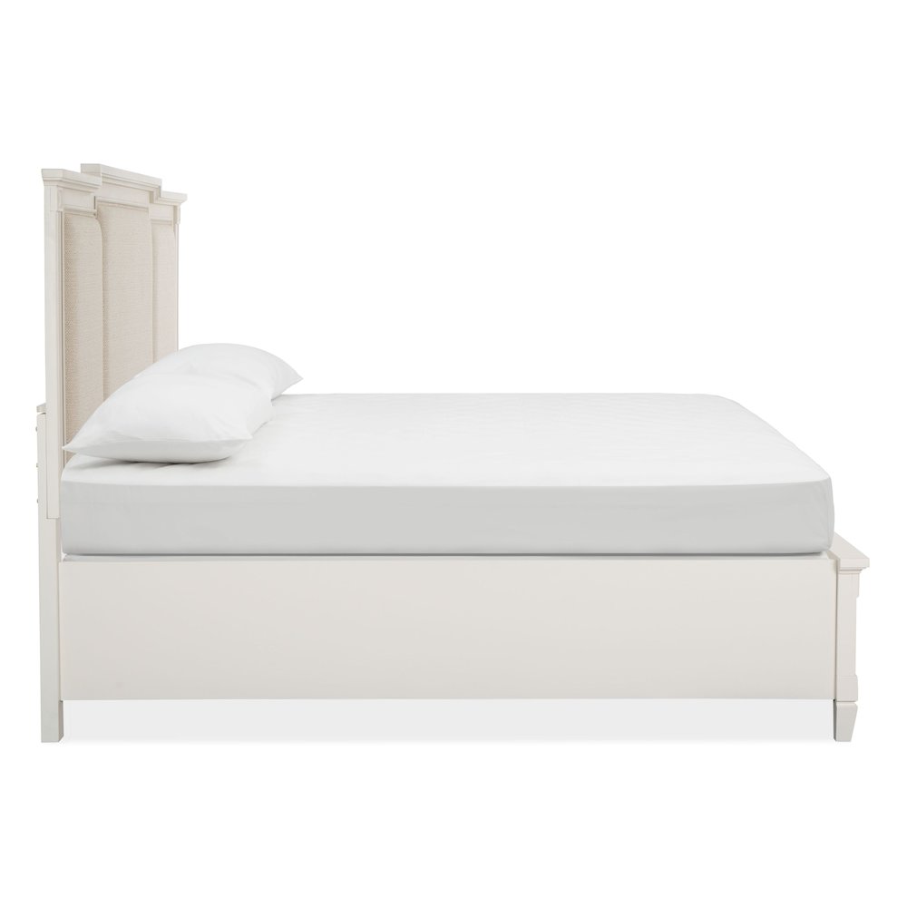 Egg Shell White With Slight Rub Through King Panel Upholstered Storage Bed