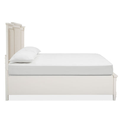 Egg Shell White With Slight Rub Through King Panel Upholstered Storage Bed