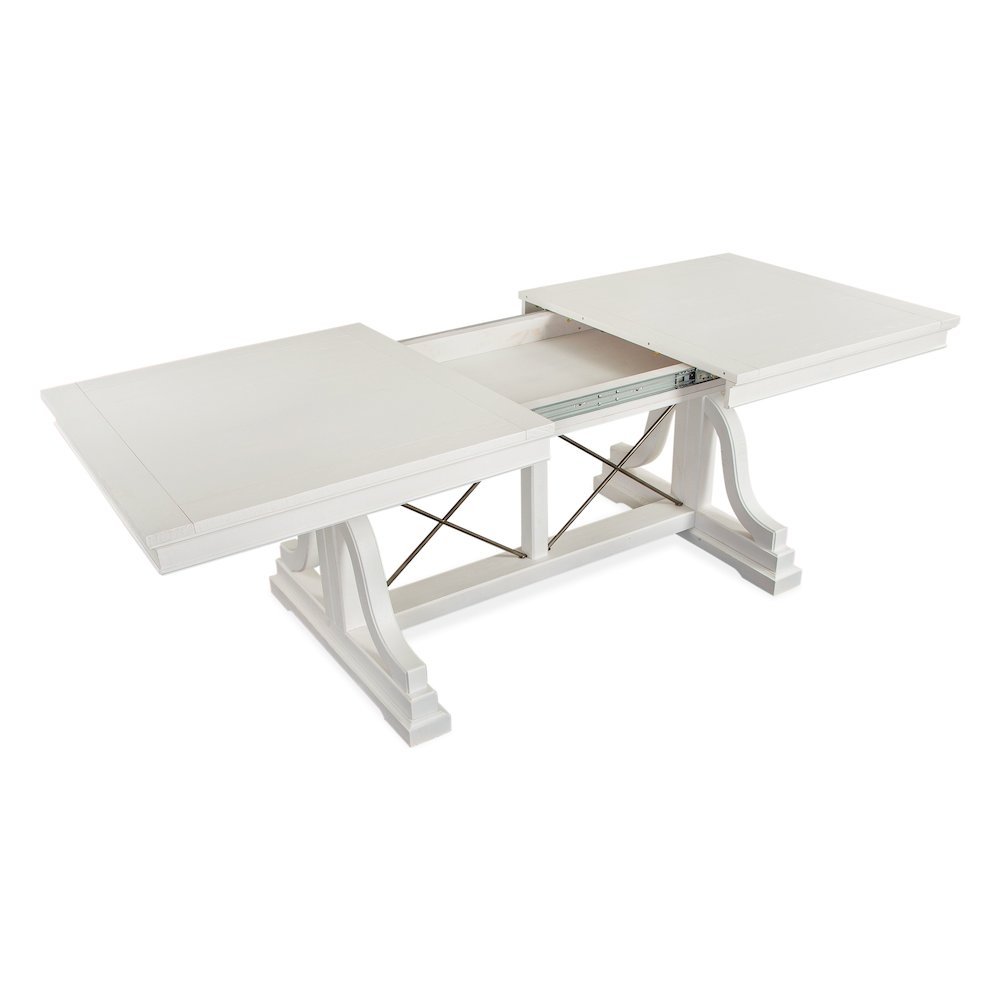 Heron Cove Chalk White And Dovetail Grey Extendable Trestle Dining Table