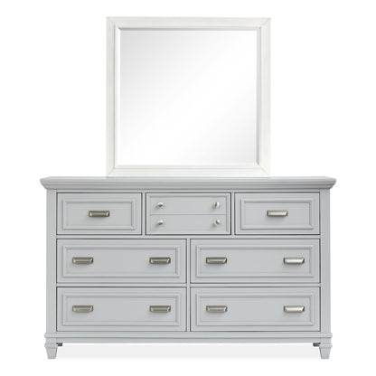 Harbor Gray And White Dove Grey Drawer Dresser With White Landscape Mirror