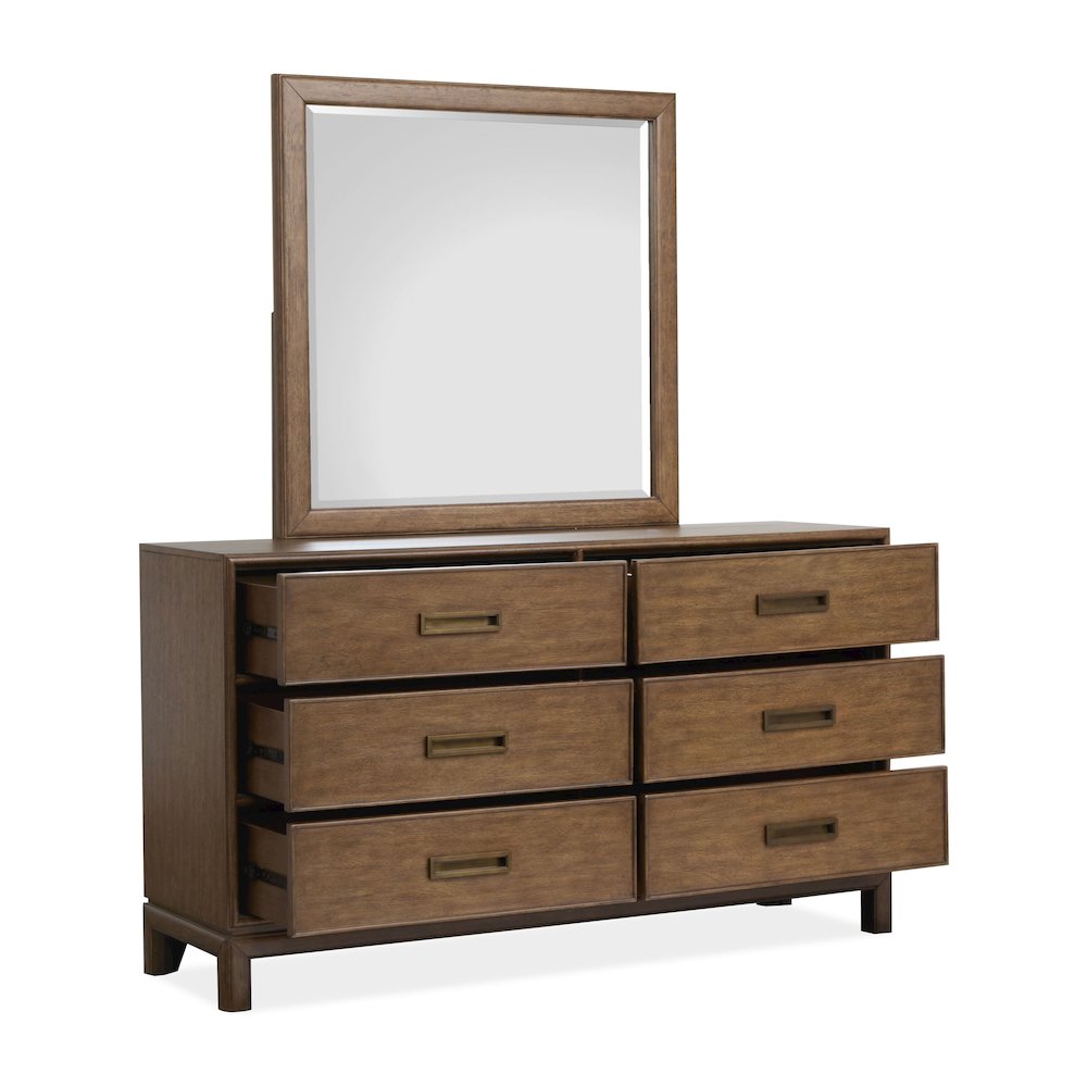 Ridgefield Russet Double Drawer Dresser With Landscape Mirror