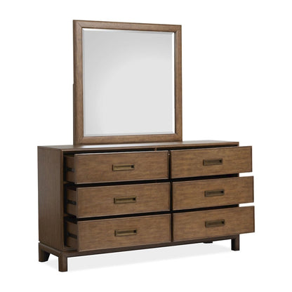 Ridgefield Russet Double Drawer Dresser With Landscape Mirror