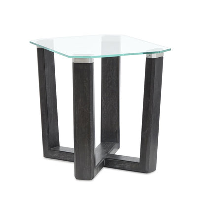 Wexler Black Truffle And Clear Glass Rectangular End Table