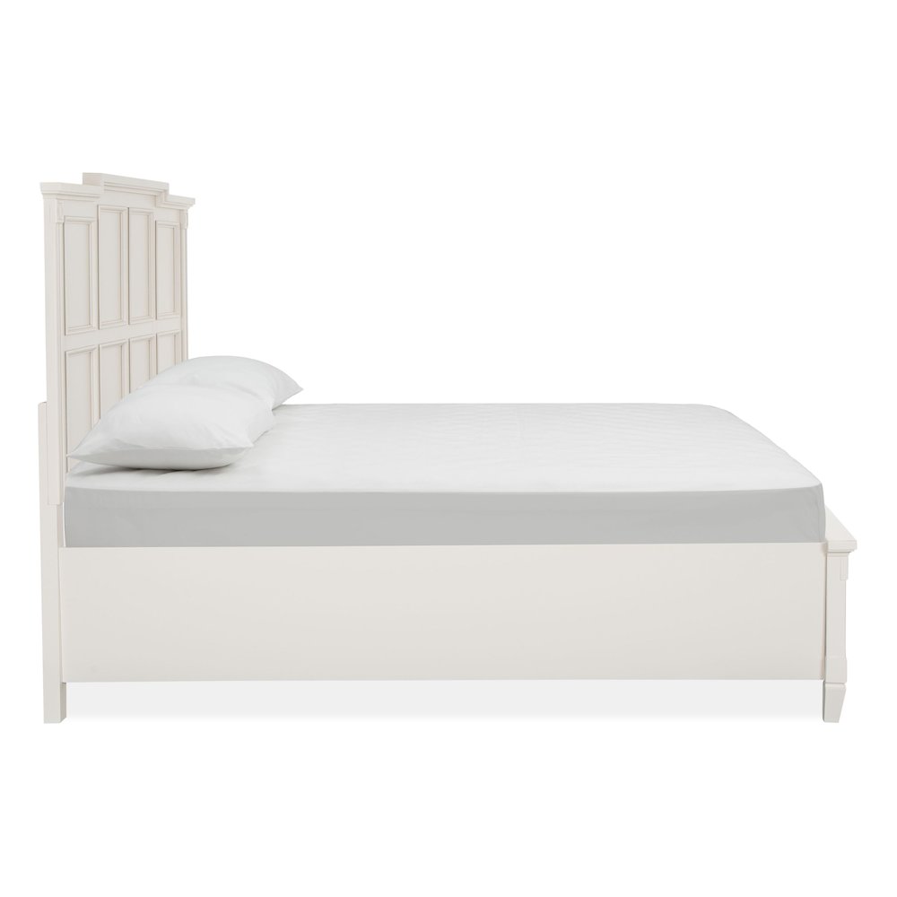 Willowbrook Egg Shell White With Slight Rub Through Queen Panel Storage Bed