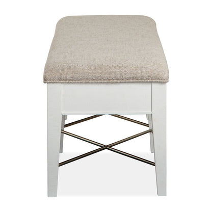 Heron Cove Chalk White And Dovetail Grey Upholstered Bench