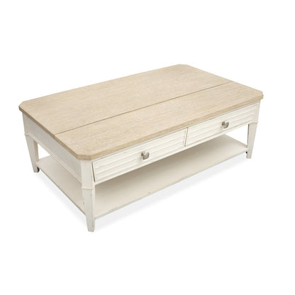Echo Isles Sea Pearl And Driftwood Lift Top Storage Cocktail Table With Casters