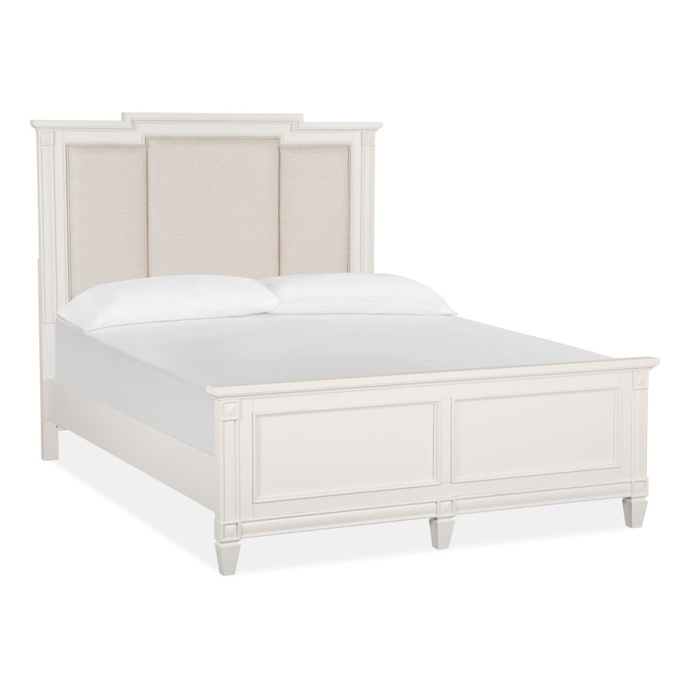 Willowbrook Egg Shell White With Slight Rub Through Queen Panel Upholstered Bed