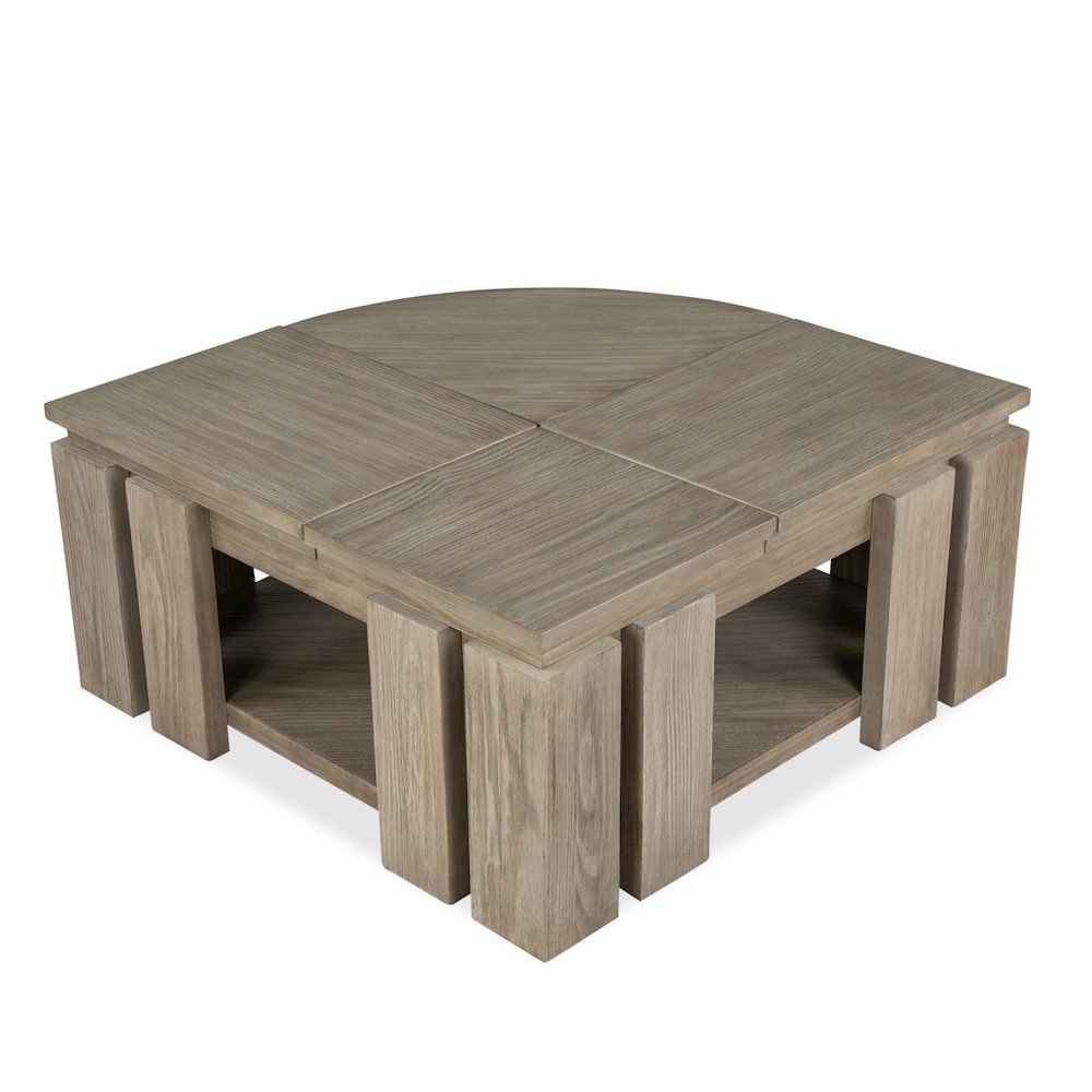 Conrad Stone Harbor Grey Pie Shaped Lift Top Cocktail Table With Casters