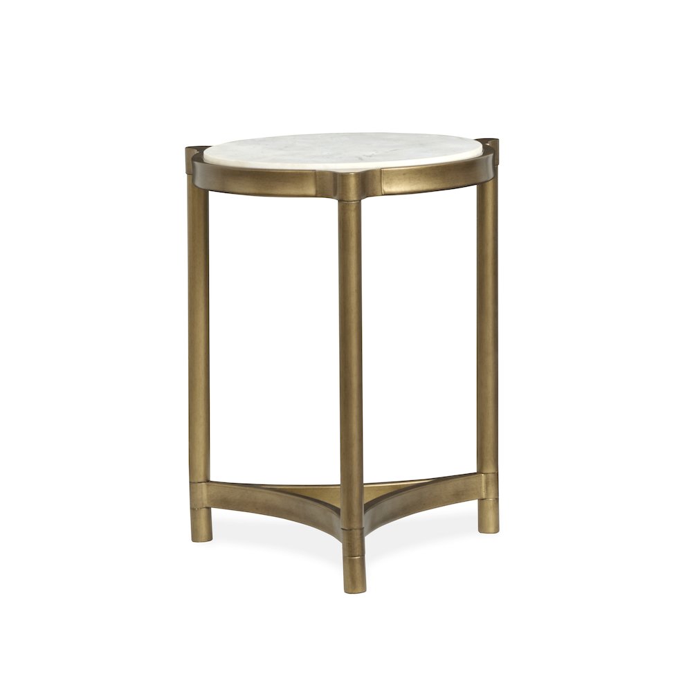 Cassidy Aged Brass And Volakas Classic Round Accent Table