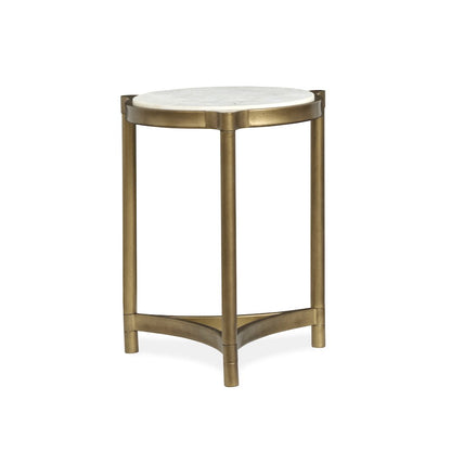 Cassidy Aged Brass And Volakas Classic Round Accent Table