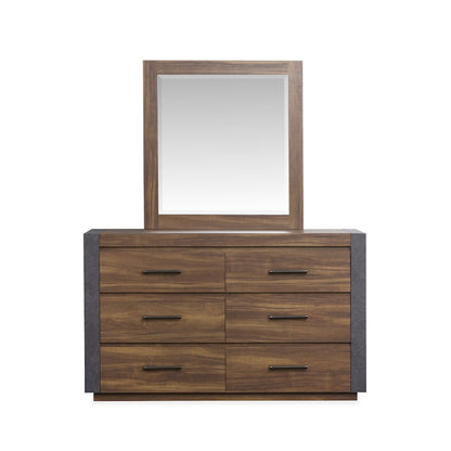 Jensen Tavern Brown Double Drawer Dresser With Paper Mirror