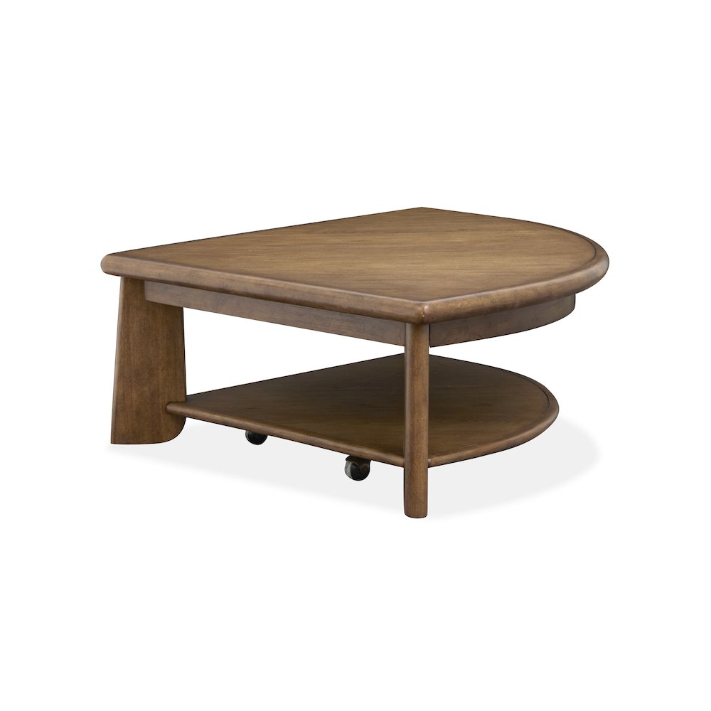 Tanner Tawny Brown Pie Shaped Lift Top Cocktail Table With Casters