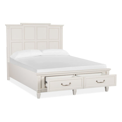 Willowbrook Egg Shell White With Slight Rub Through Queen Panel Storage Bed
