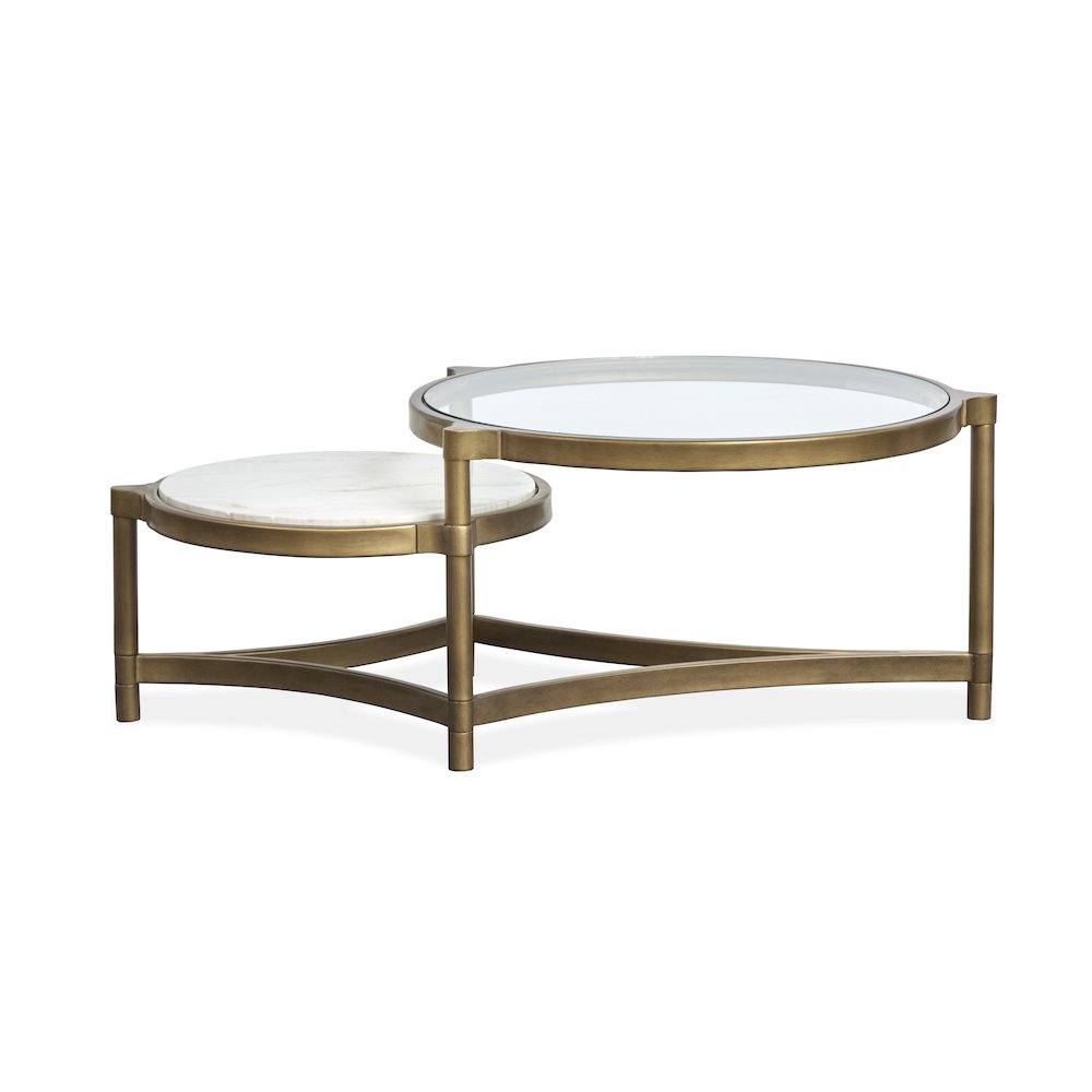 Cassidy Aged Brass And Volakas Classic Shaped Cocktail Table