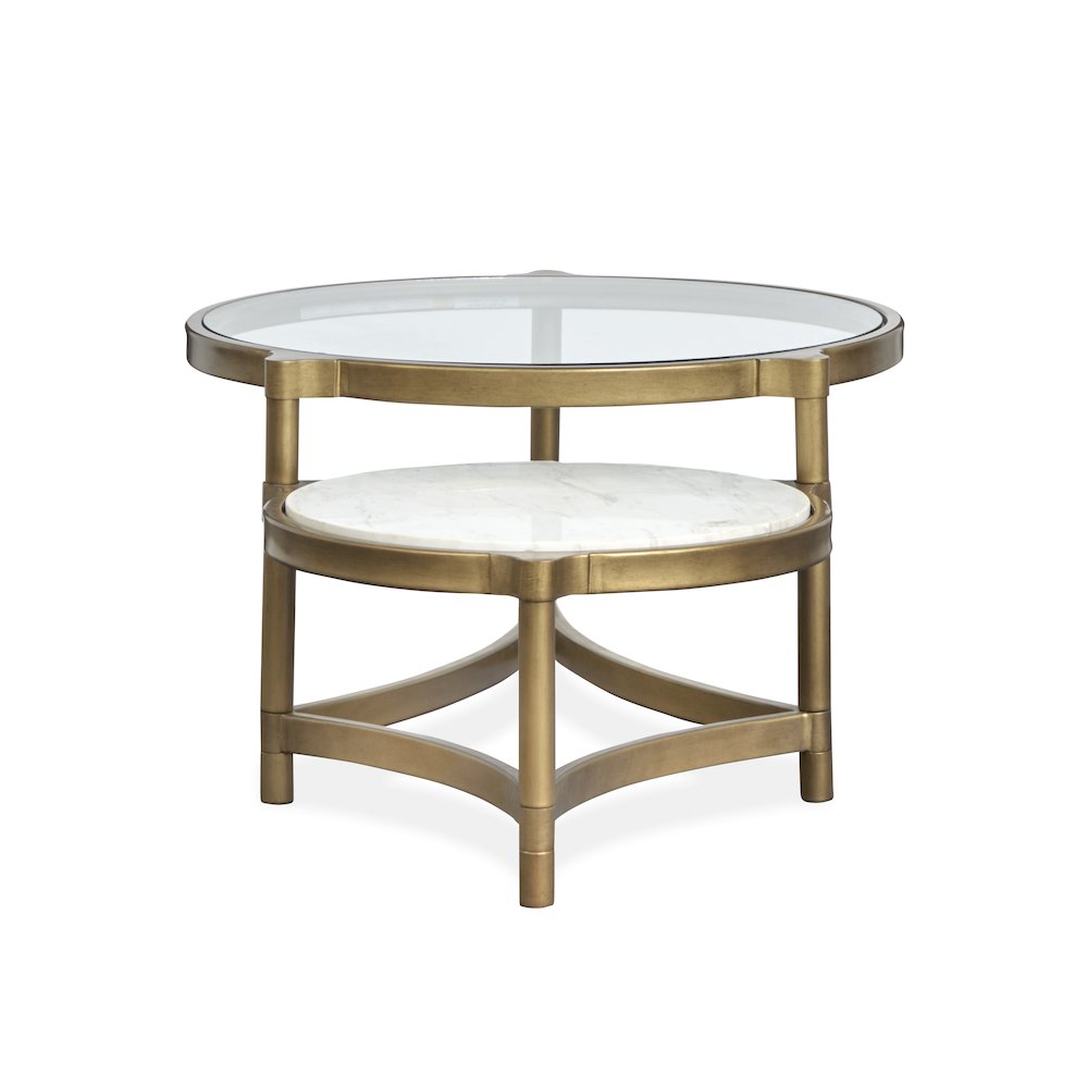 Cassidy Aged Brass And Volakas Classic Shaped Cocktail Table