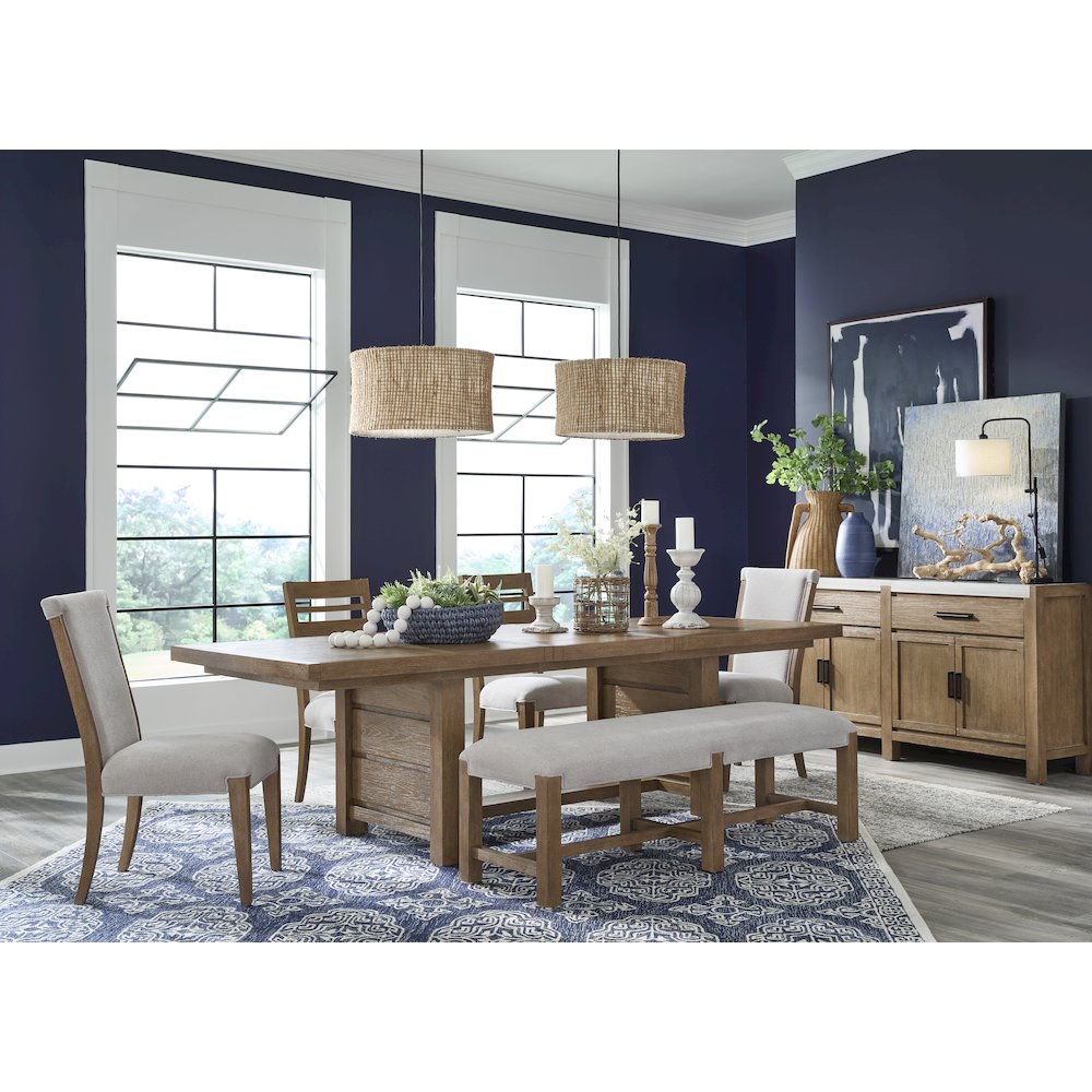 Plum Creek Sierra Brown Extendable Trestle Dining Table