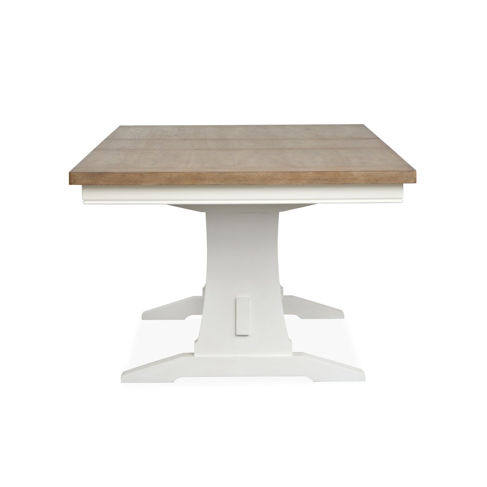Kingston Whisper White And Cerused Nutmeg Extendable Trestle Dining Table