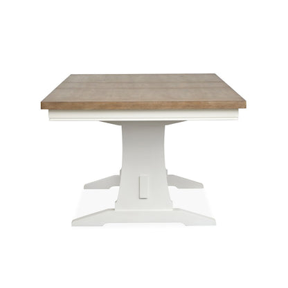 Kingston Whisper White And Cerused Nutmeg Extendable Trestle Dining Table