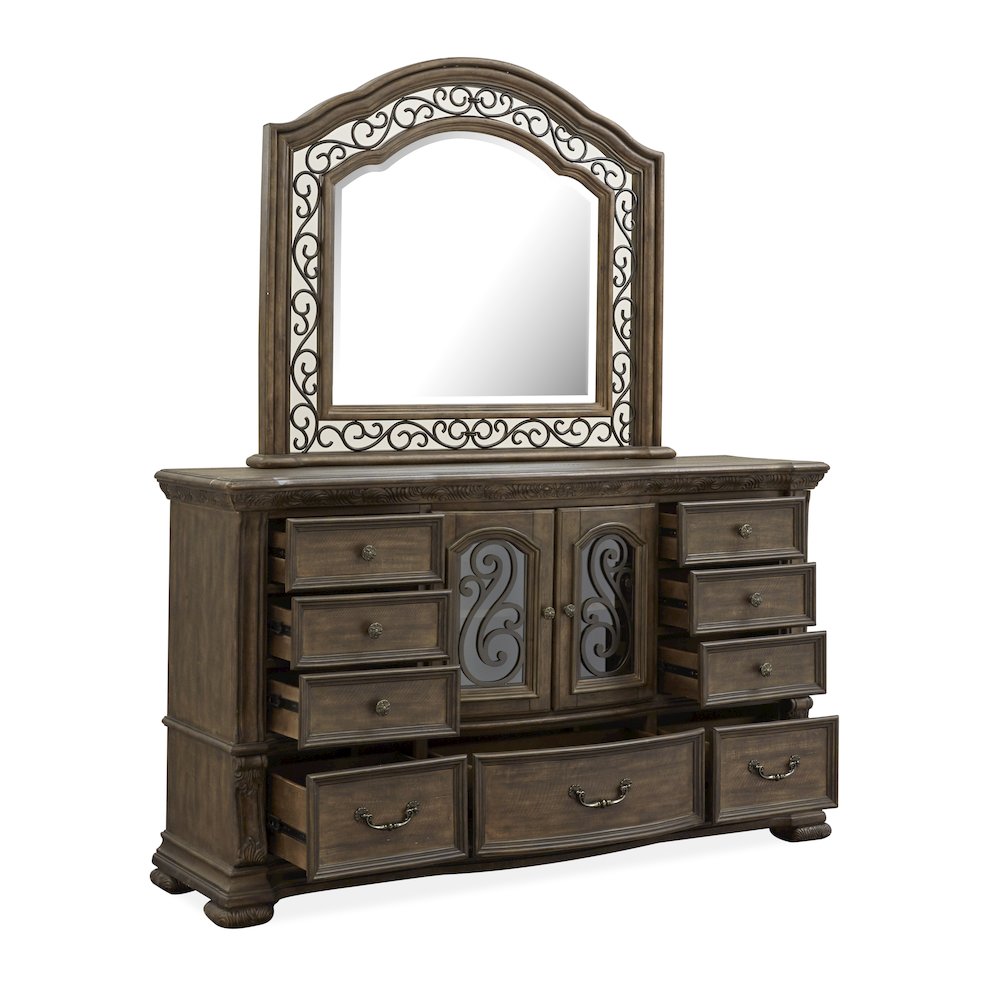 Durango Willadeene Brown Drawer Dresser With Shaped Mirror