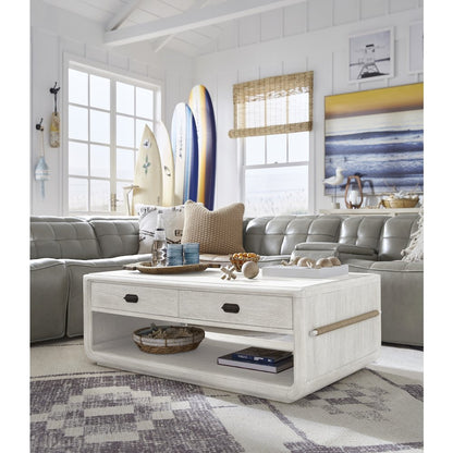 Sunset Cove Moonlight Pearl Rectangular Cocktail Table With Casters