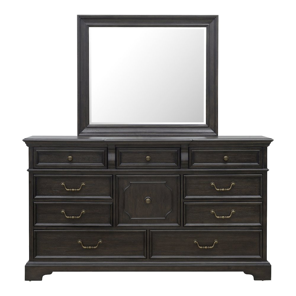 Pulaski Hickory Creek Brown Velvet 10 Drawer Dresser With Mirror