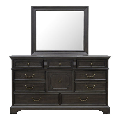 Pulaski Hickory Creek Brown Velvet 10 Drawer Dresser With Mirror