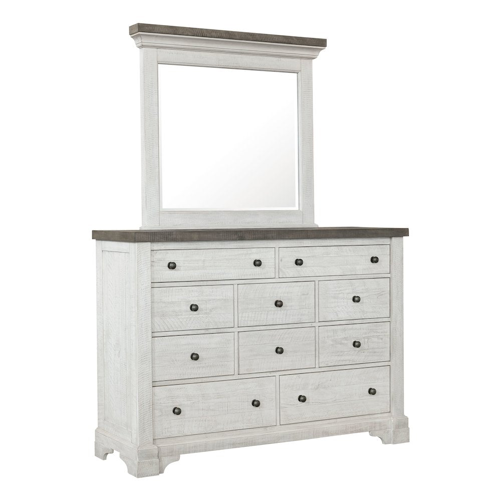 Samuel Lawrence Valley Ridge Distressed White 10 Drawer Dresser With Mirror