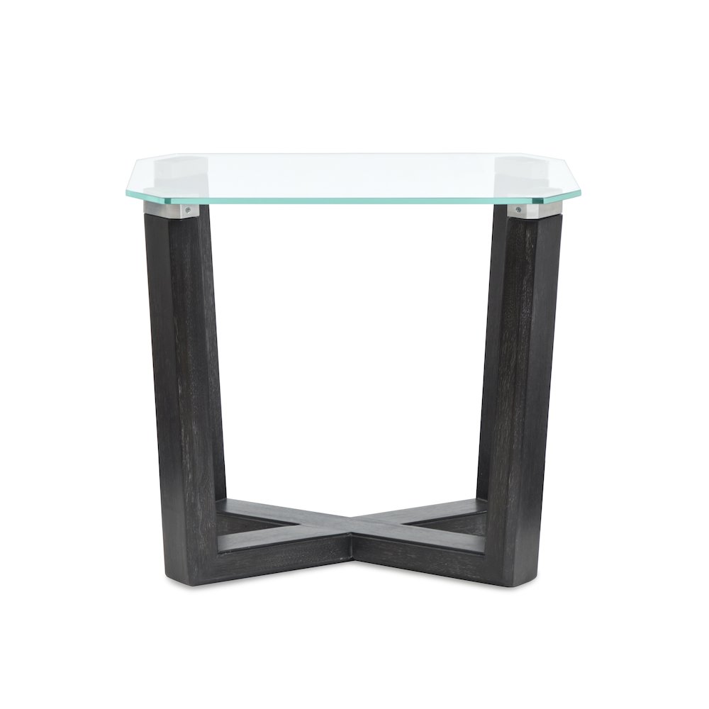 Wexler Black Truffle And Clear Glass Rectangular End Table