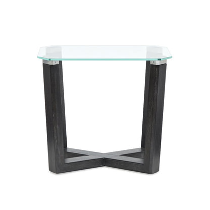 Wexler Black Truffle And Clear Glass Rectangular End Table