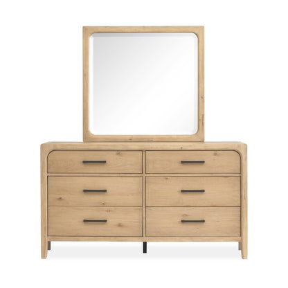 Somerset Butternut Double Drawer Dresser With Landscape Mirror