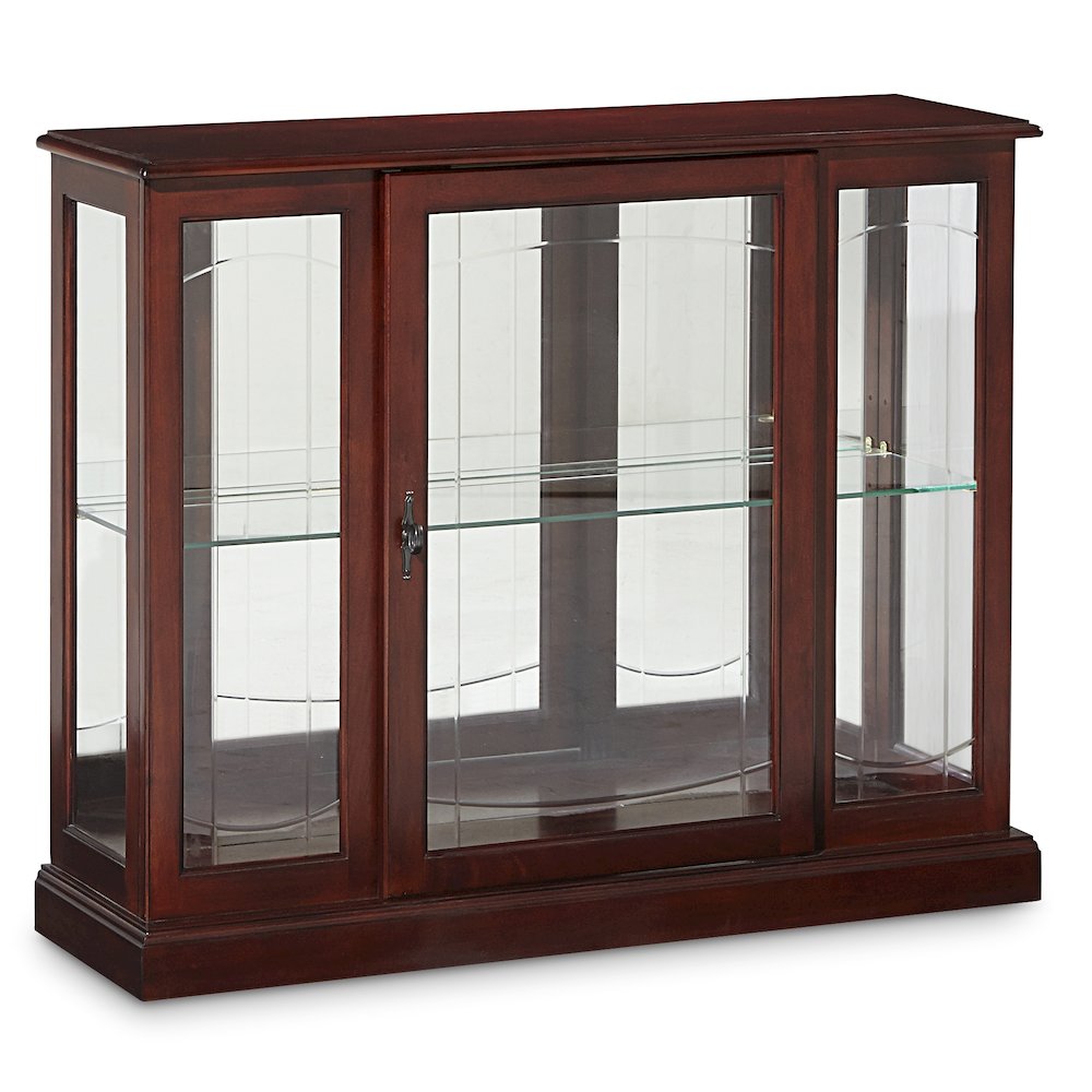 Pulaski Curios Cherry Brown Lighted 1 Shelf Console Display Cabinet