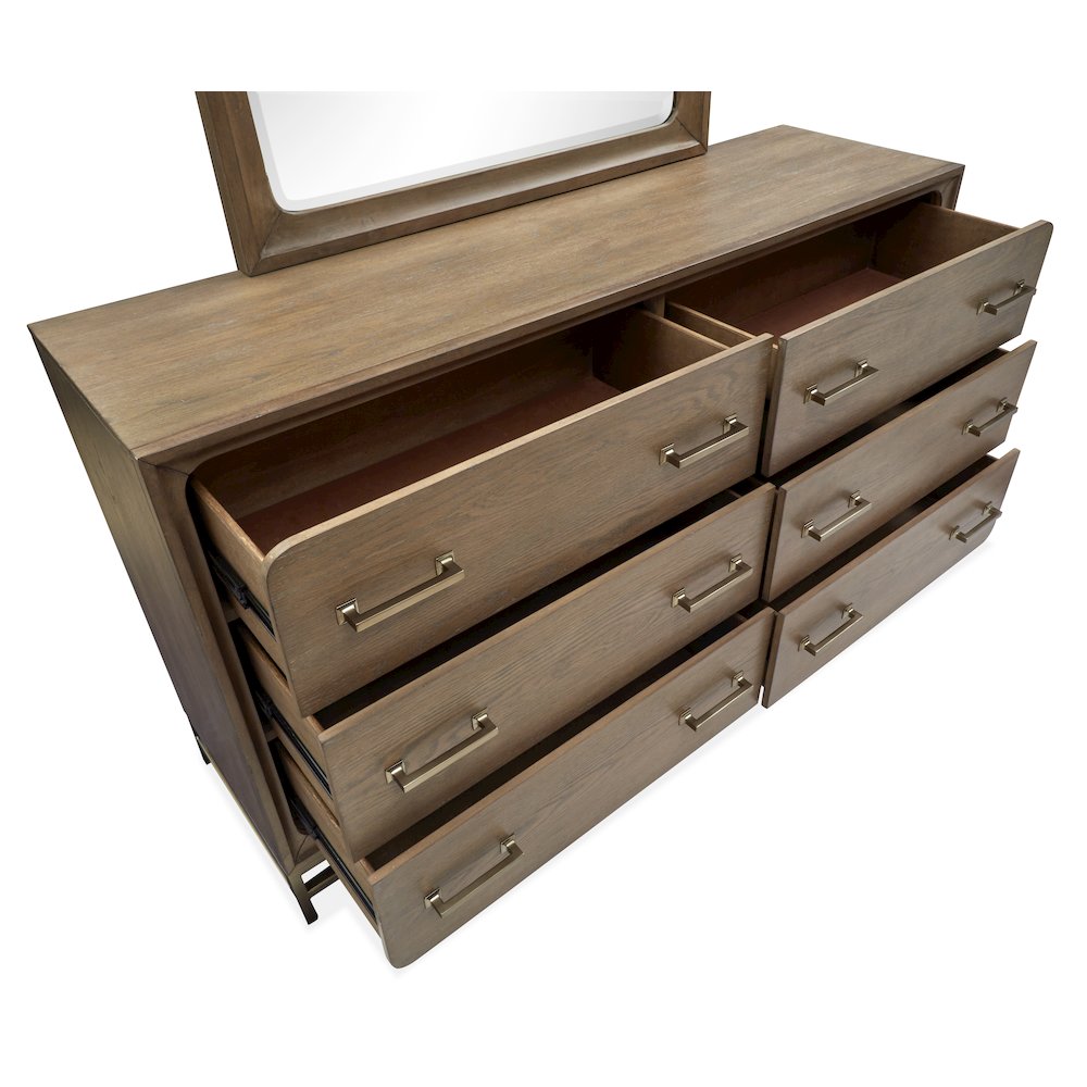 Lindon Belgian Wheat And Coffee Bean Double Drawer Dresser With Landscape Mirror
