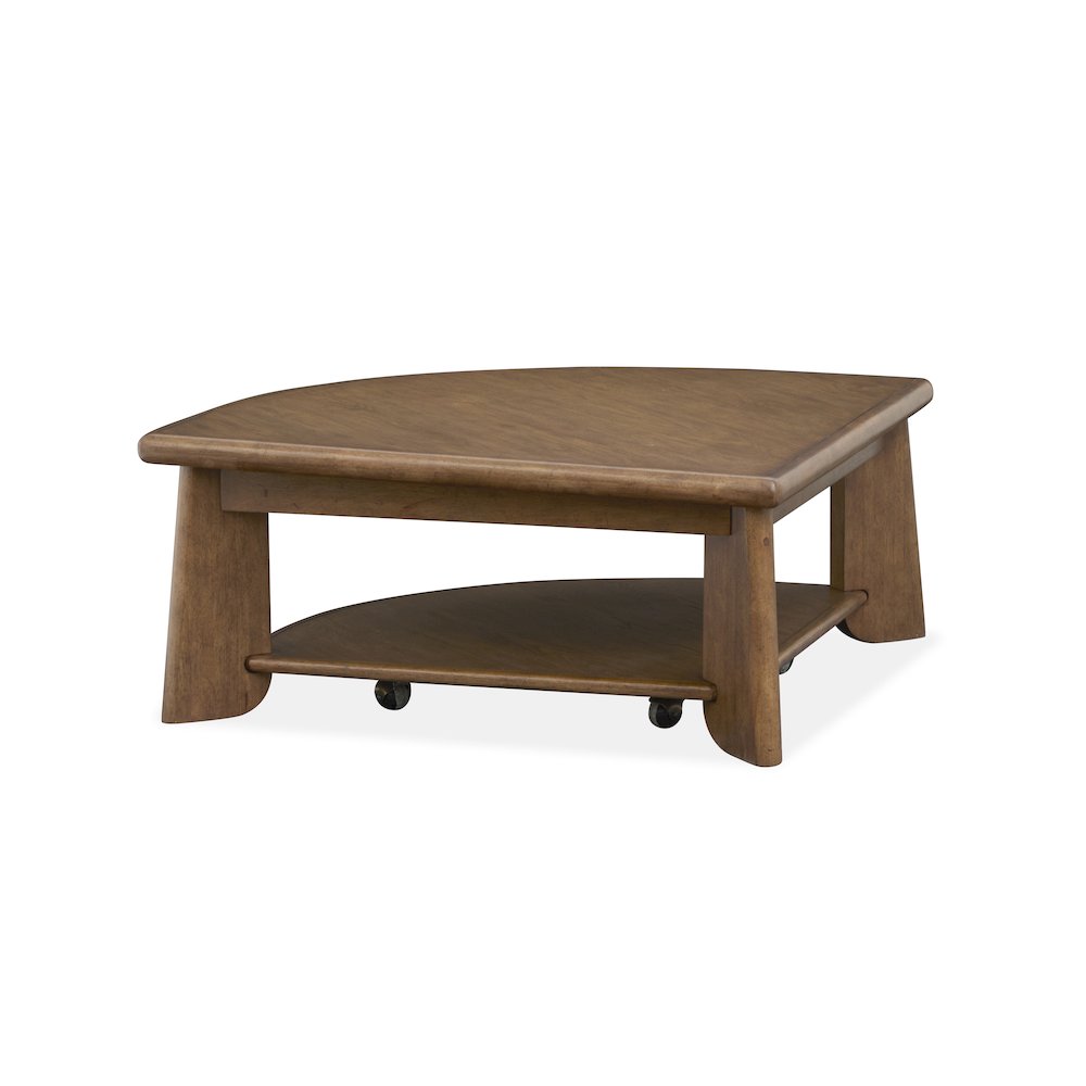 Tanner Tawny Brown Pie Shaped Lift Top Cocktail Table With Casters