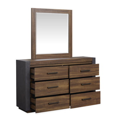 Jensen Tavern Brown Double Drawer Dresser With Paper Mirror