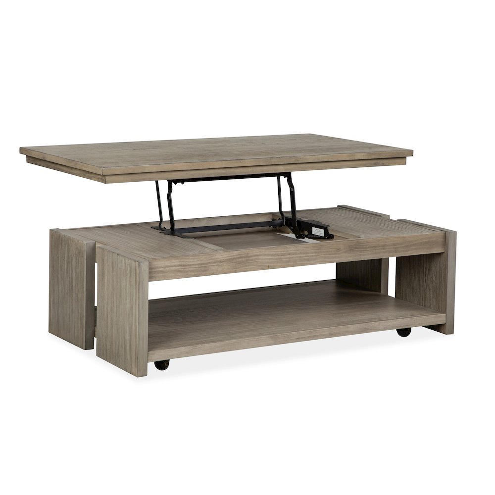 Stone Harbor Grey Rectangular Lift Top Storage Cocktail Table With Casters