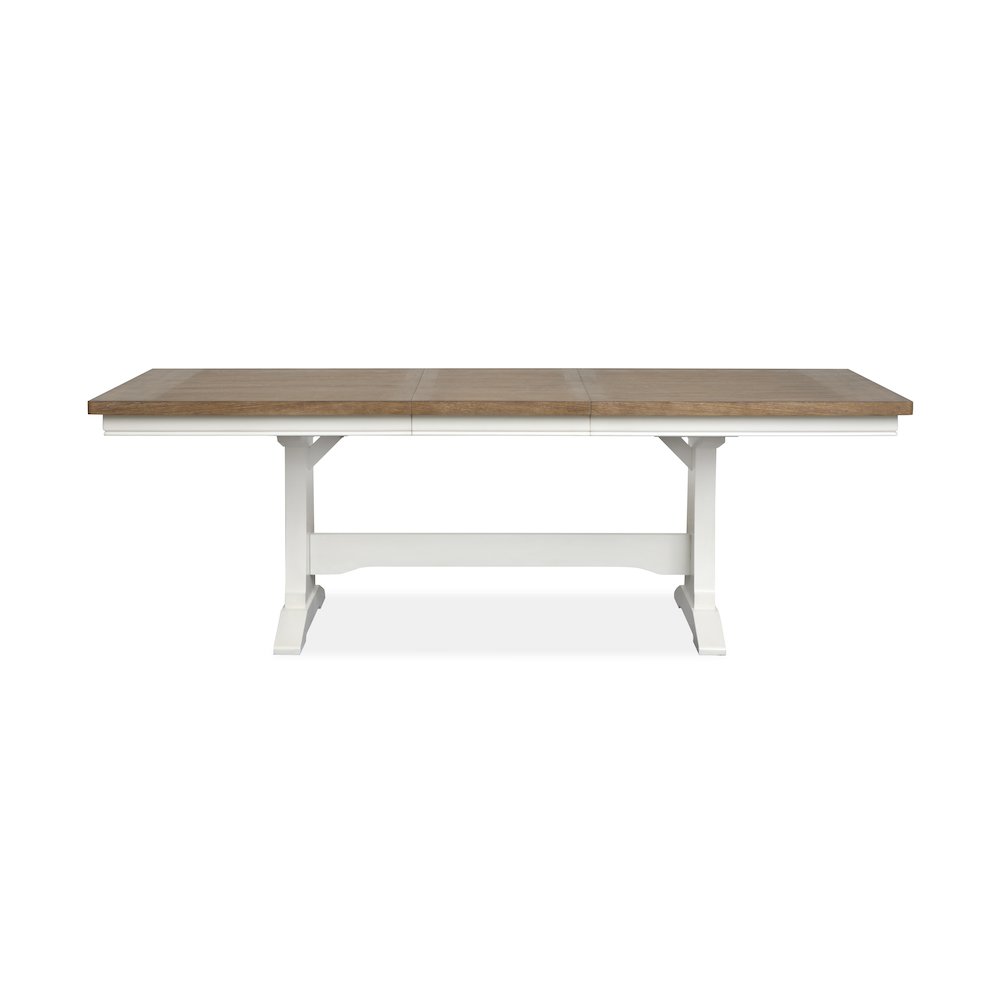 Kingston Whisper White And Cerused Nutmeg Extendable Trestle Dining Table