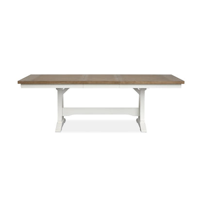 Kingston Whisper White And Cerused Nutmeg Extendable Trestle Dining Table
