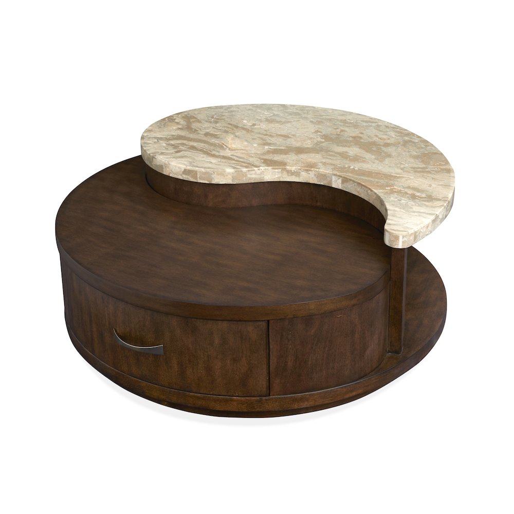 Mcpherson Burnt Umber Round Cocktail Table With Casters