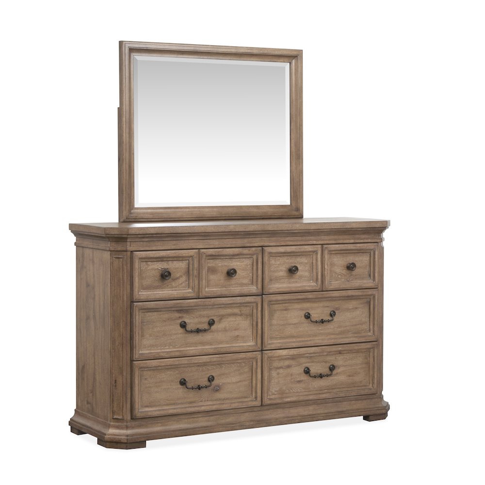 Adler Court Florentine Walnut Drawer Dresser With Landscape Mirror