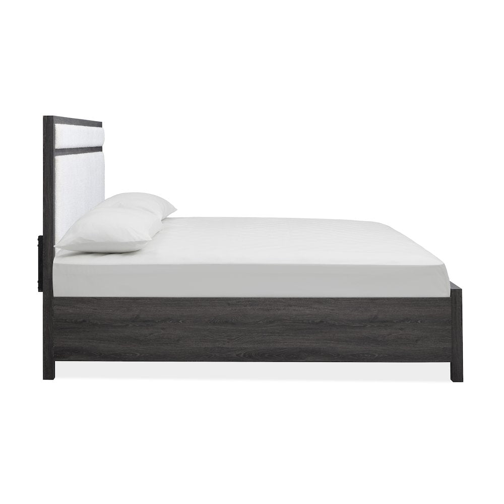 Merrifield Raisin Black Queen Upholstered Panel Bed