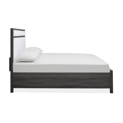 Merrifield Raisin Black Queen Upholstered Panel Bed