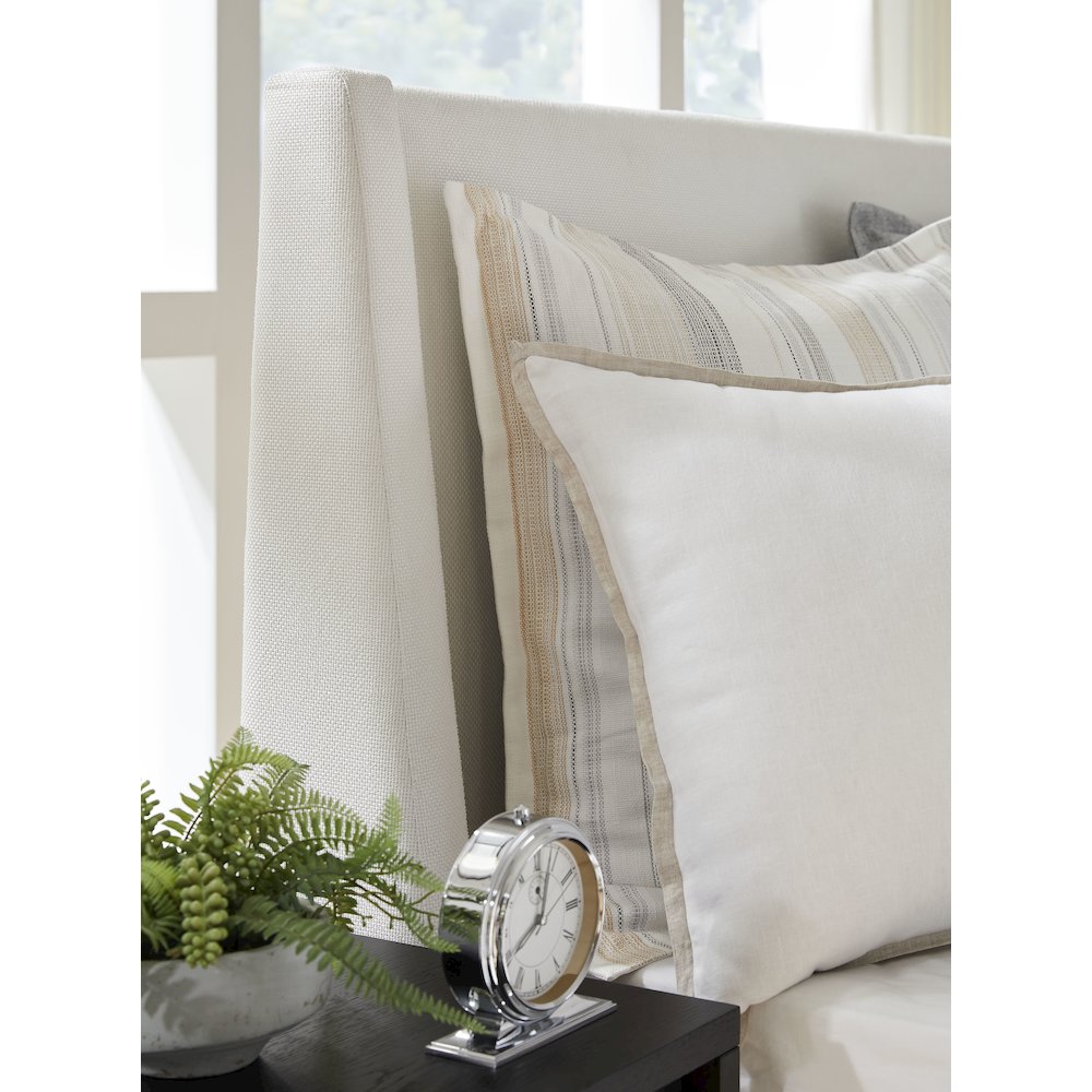 Lindon Belgian Wheat And Coffee Bean Queen White Upholstered Island Bed