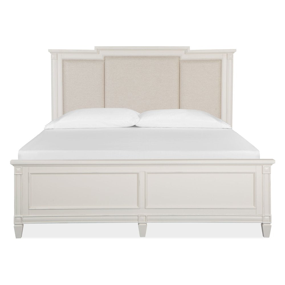 Willowbrook Egg Shell White With Slight Rub Through King Panel Upholstered Bed