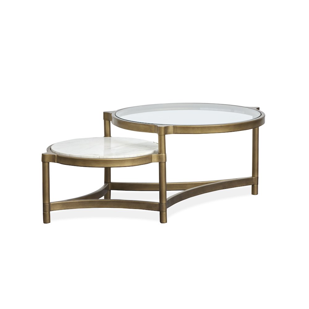 Cassidy Aged Brass And Volakas Classic Shaped Cocktail Table