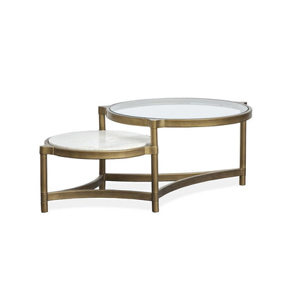 Cassidy Aged Brass And Volakas Classic Shaped Cocktail Table