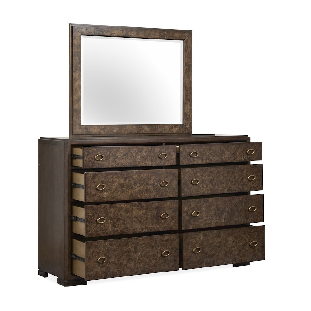 Rowan Espresso Drawer Dresser With Landscape Mirror