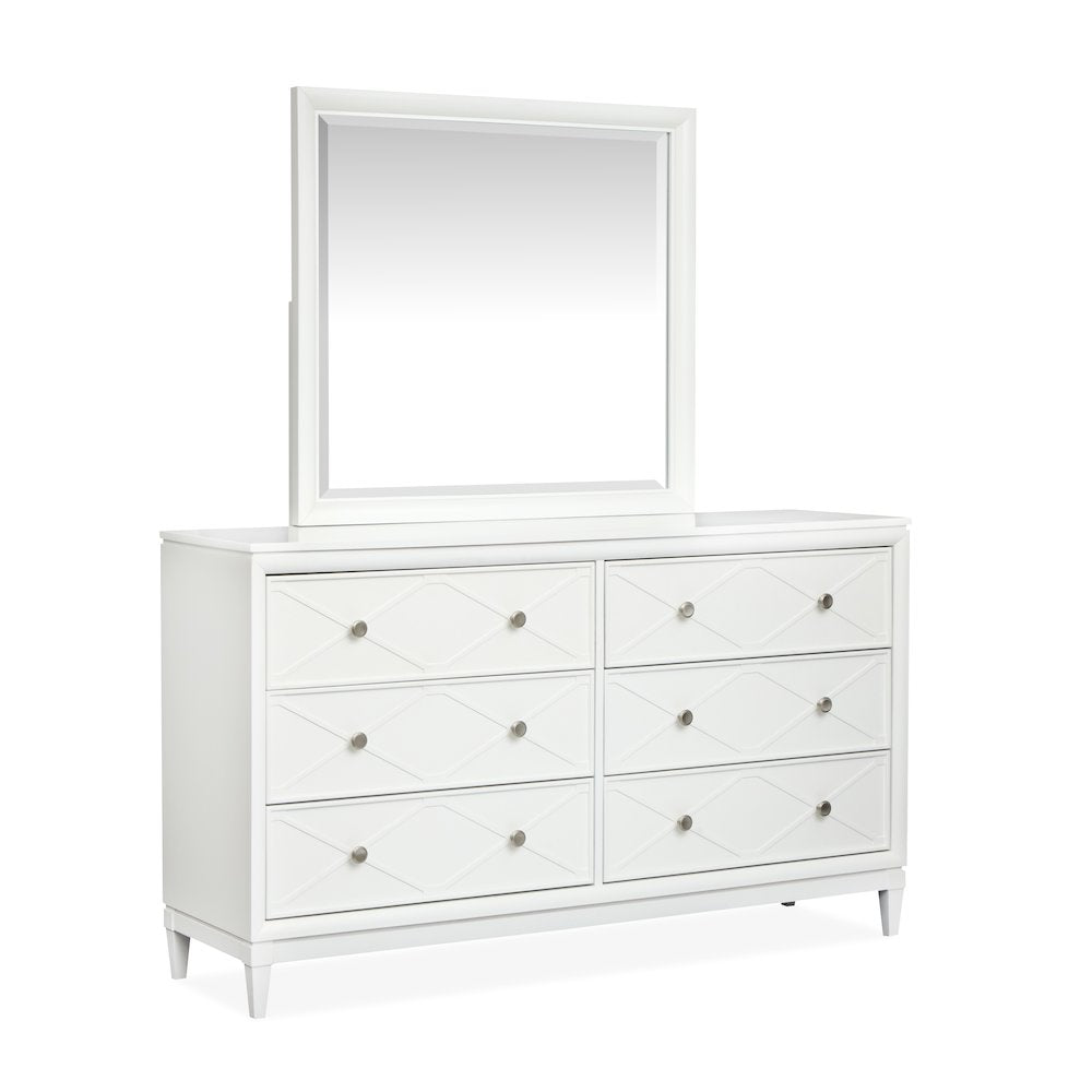 Springhouse Whisper White Double Drawer Dresser With Landscape Mirror