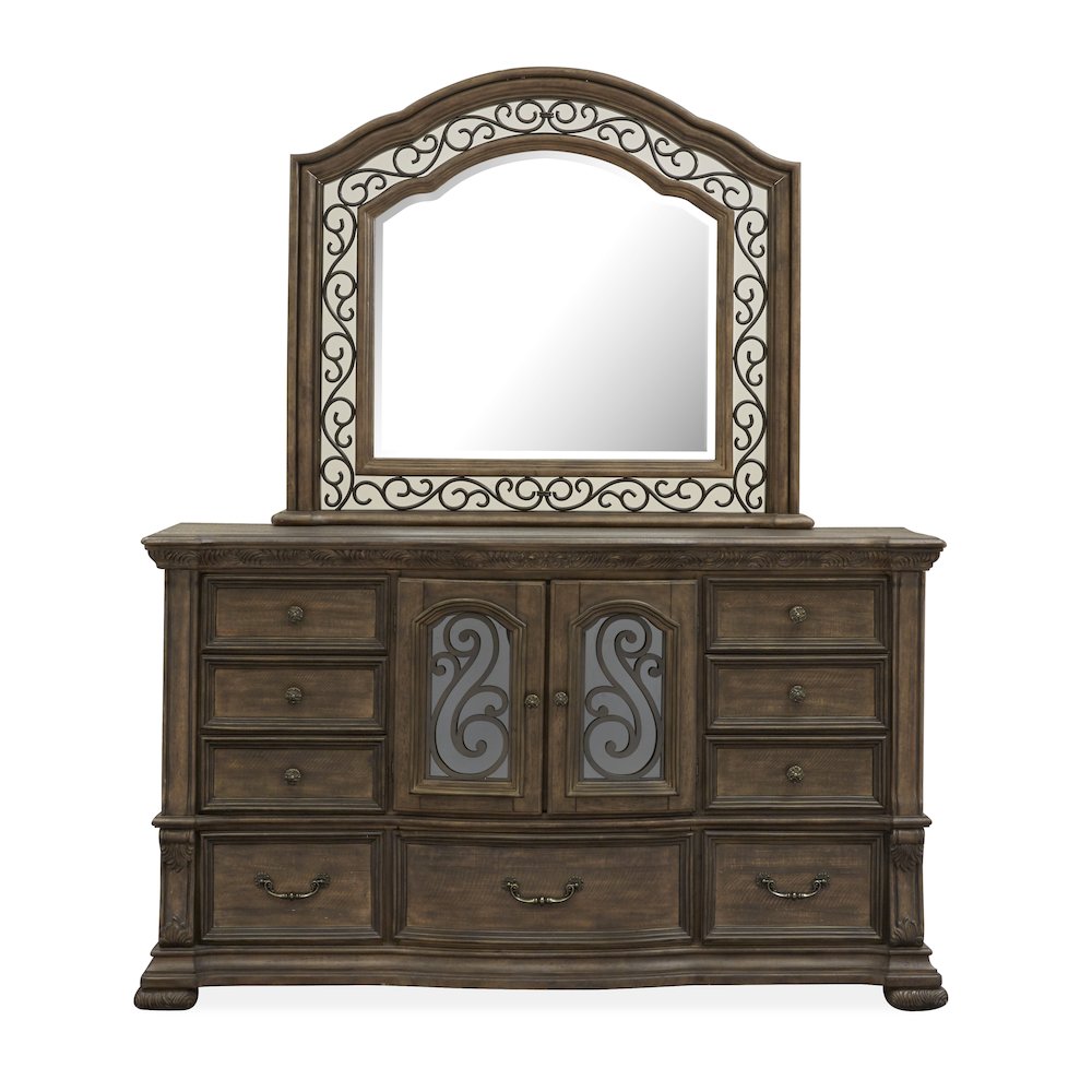 Durango Willadeene Brown Drawer Dresser With Shaped Mirror