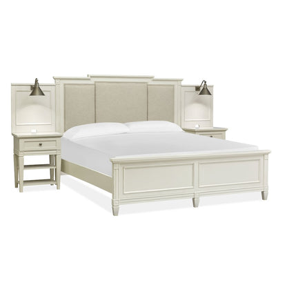 Egg Shell White With Slight Rub Through Queen Upholstered Wall Panel Bed
